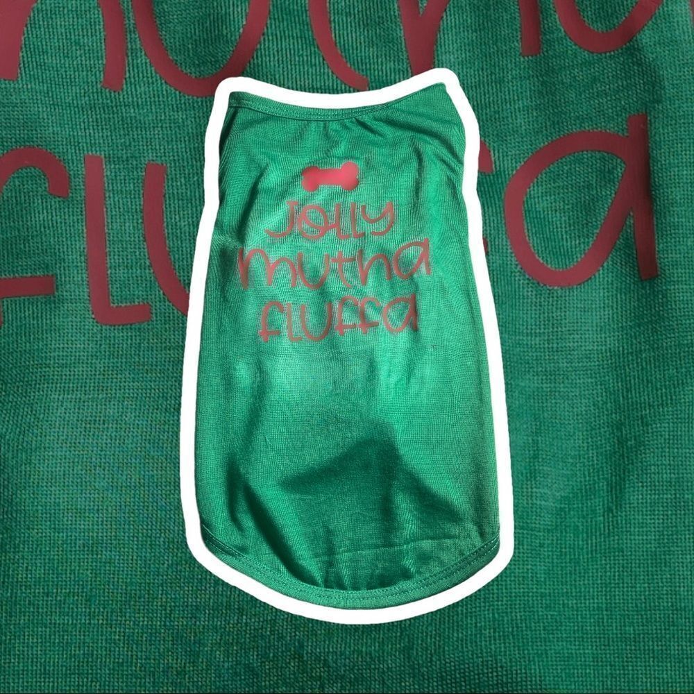 Hand Crafted Funny Christmas Dog Shirt, Jolly Motha Fluffa, Funny dog shirt